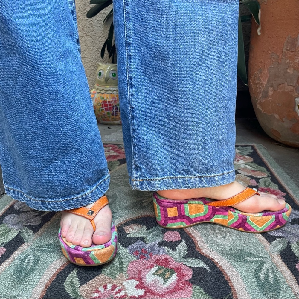 Vintage multicolored Prada Sandals with Geometric Pattern and Cushioned Sole - Picture 7 of 14